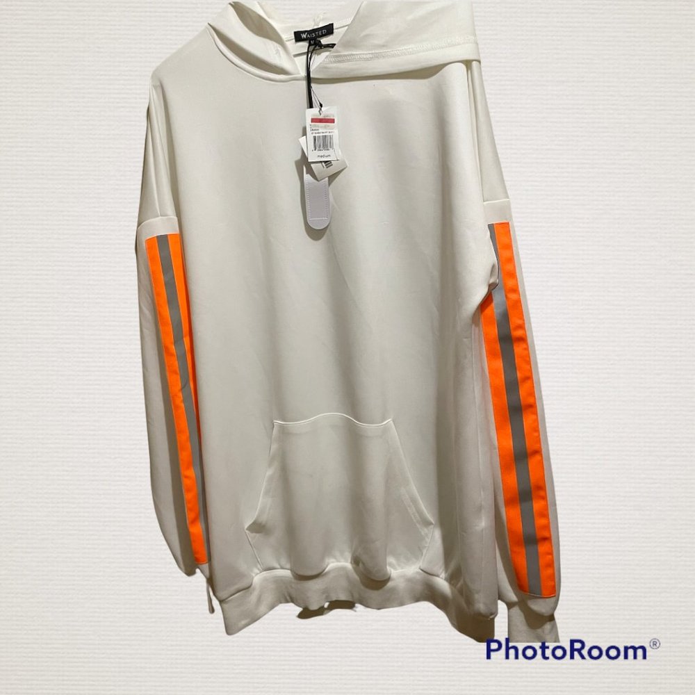 WAISTED COLLECTION SZ M SWEATSHIRT HOODIE WHITE PULLOVER NEW